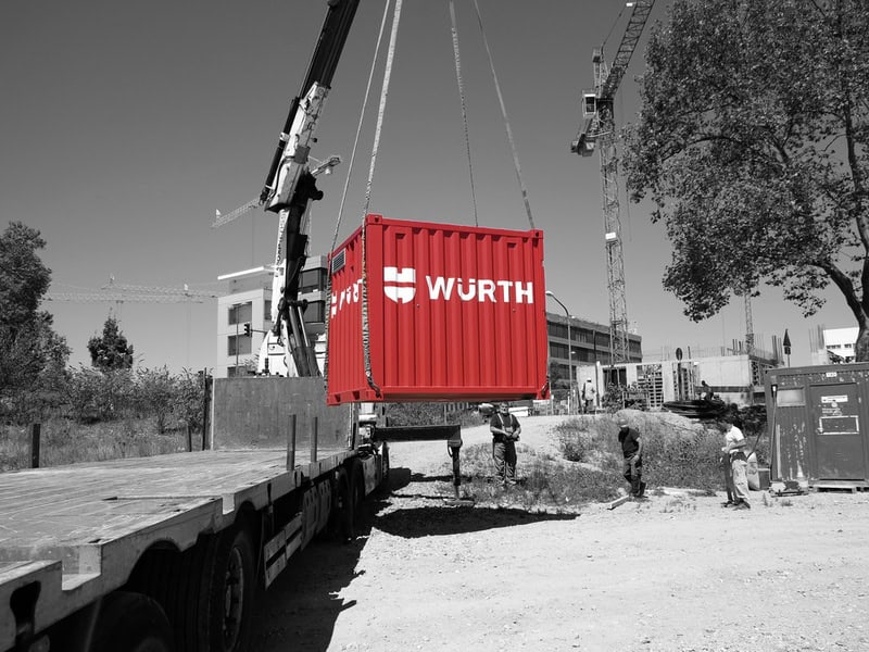 container Wuerth in cantiere